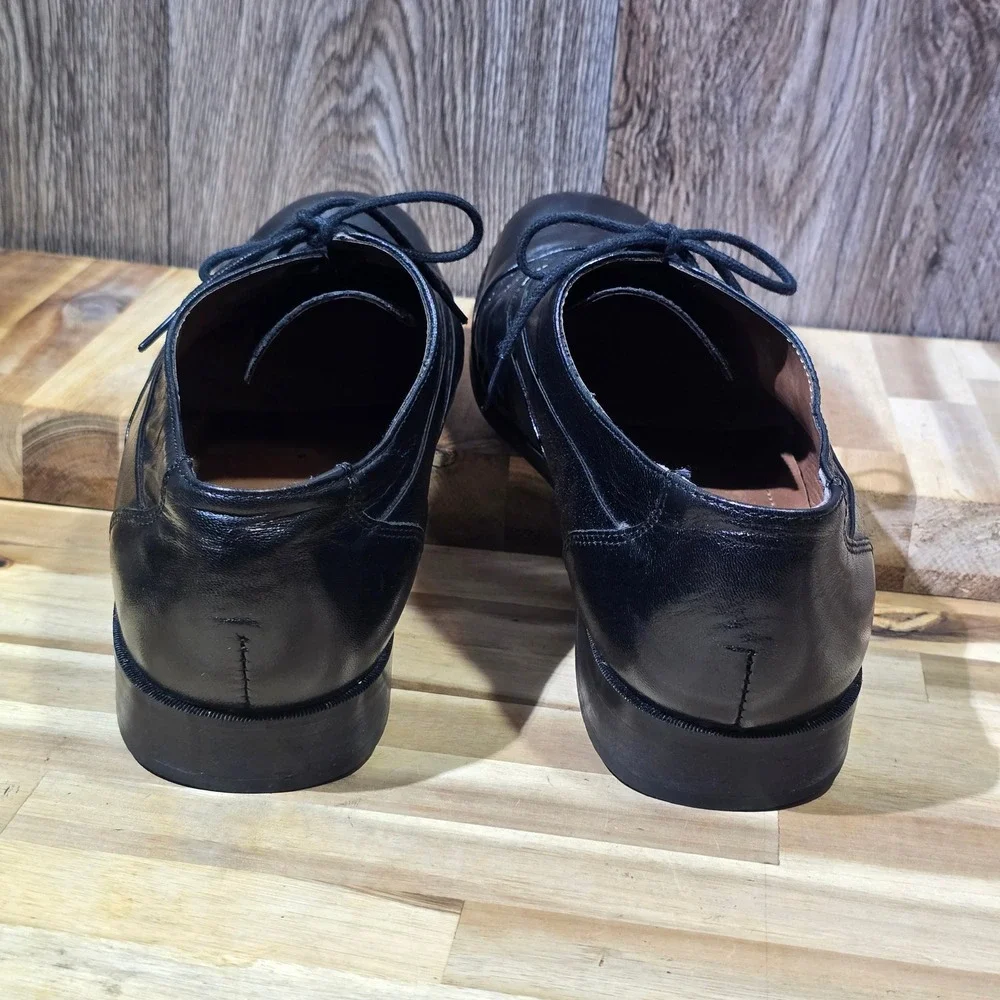 STACY ADAMS Mens Black Leather‎ Oxford Dress Shoes Lace Up 12W Wide
